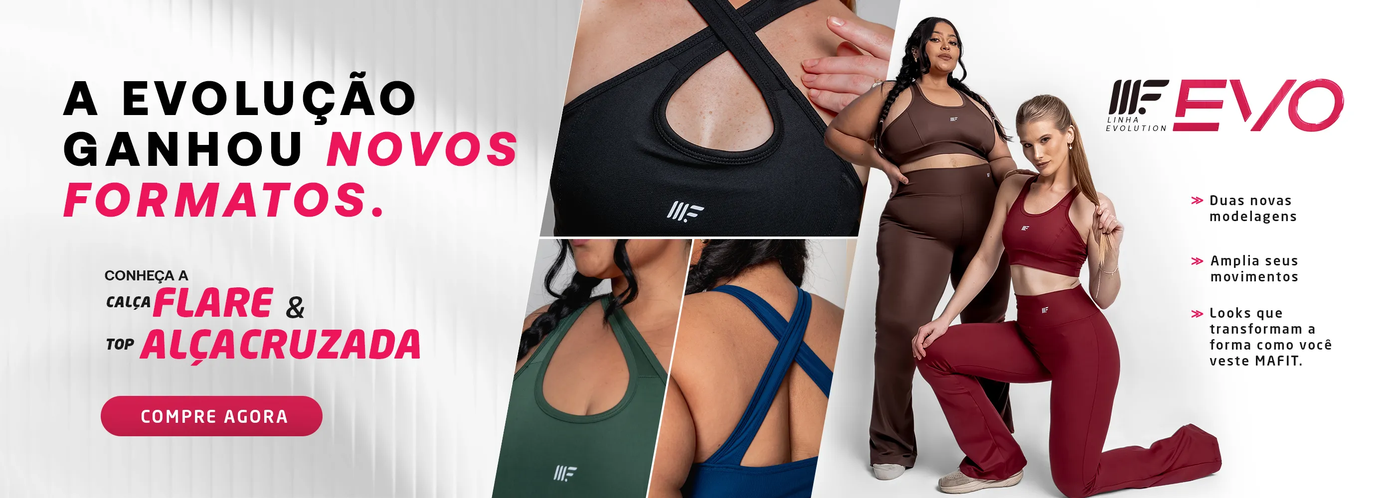 Look flare com alça cruzada Mafit